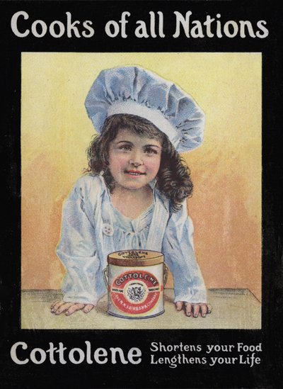 Illustration de couverture pour le livret sur les Cuisiniers de toutes les nations produit par Cottolene - American School